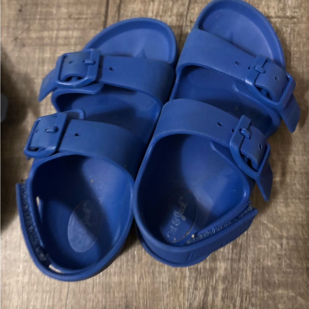 Cat & Jack Toddler Sandals | Blue Rubber Buckle Slides | Water Shoes